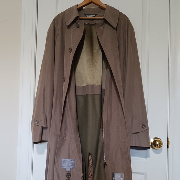 Stafford Taupe/Stone colored Men's Trench Coat, Size 42 Regular - Picture 3 of 15